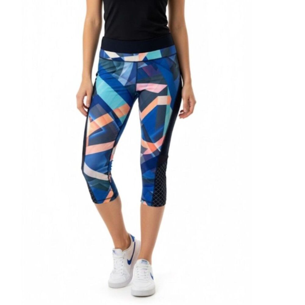 Athleta Womens NWOT Multicolor Geometric Print Cropped Leggings Size Medium